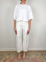 Presley Oversized Crop SS Tee in White - The Shoe Hive