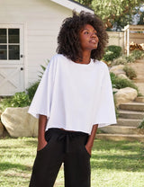 Presley Oversized Crop SS Tee in White - The Shoe Hive