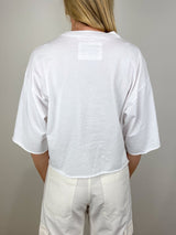 Presley Oversized Crop SS Tee in White - The Shoe Hive