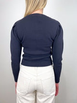 Puff Sleeve Cardigan in Vintage Black - The Shoe Hive