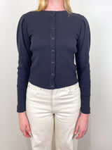 Puff Sleeve Cardigan in Vintage Black - The Shoe Hive