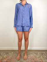 Pull on Short in Navy Linen - The Shoe Hive