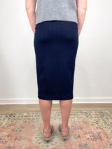 Pull - On Skirt in Navy Pinstripe - The Shoe Hive