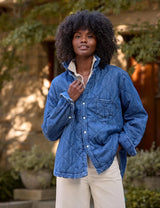 Quilted Eileen Denim Jacket in Vintage Stonewashed Indigo - The Shoe Hive