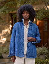 Quilted Eileen Denim Jacket in Vintage Stonewashed Indigo - The Shoe Hive