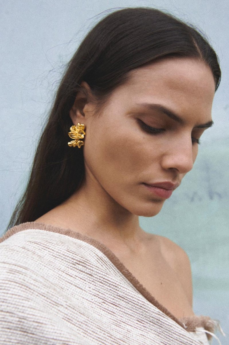 R2248 Small Recycled Silver 18ct Gold Plated Earrings - The Shoe Hive