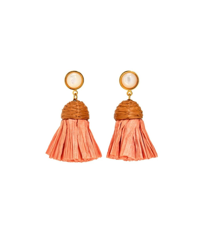 Raffia Earrings in Rose - The Shoe Hive