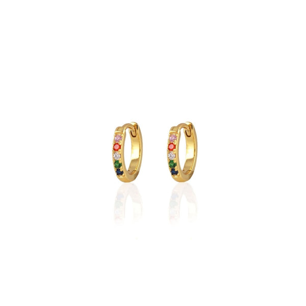 Rainbow Crystal 12mm Huggie Hoop Earrings - The Shoe Hive