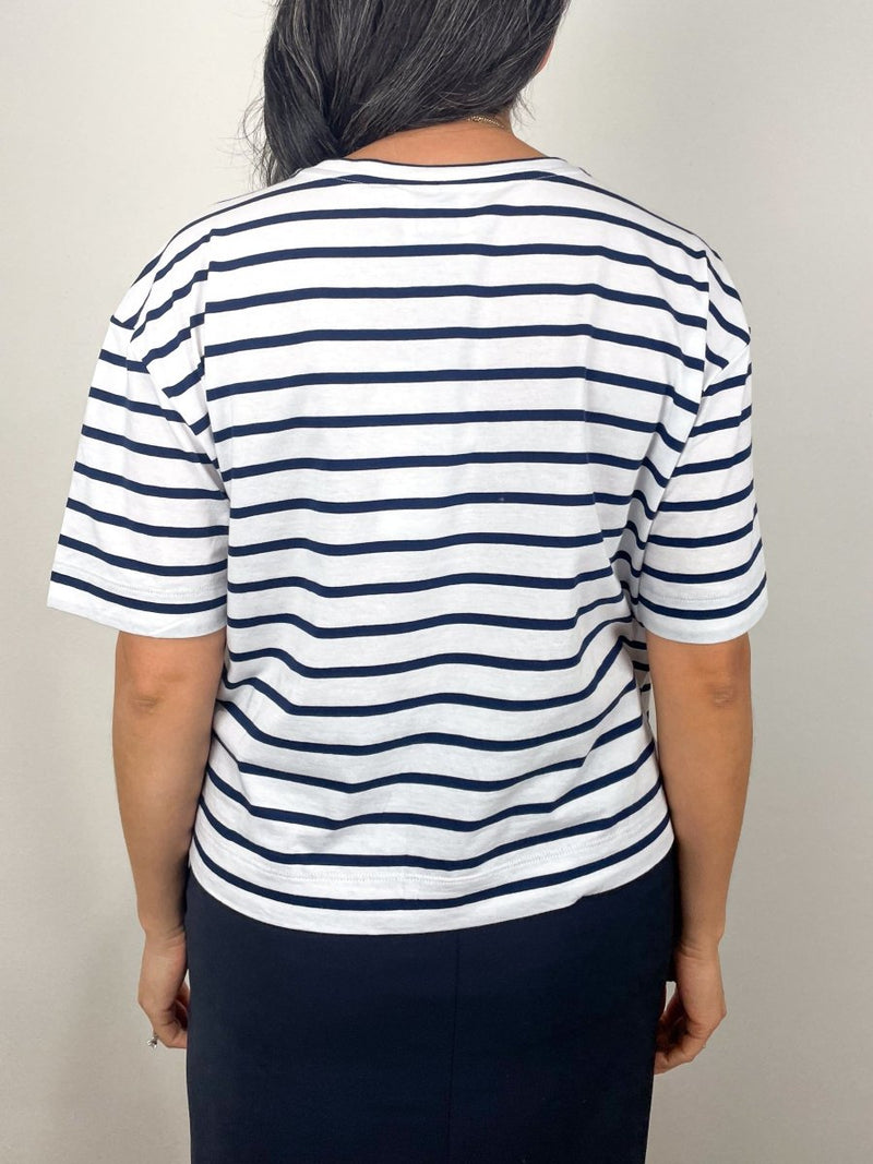 Rd Shirt in White/Navy Stripe - The Shoe Hive