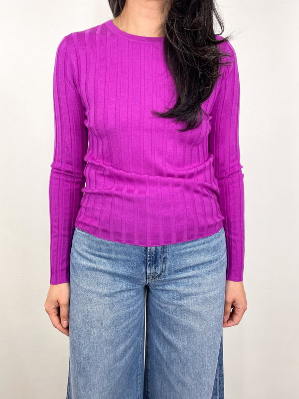 Rd Sweater Ribbed Long Sleeve in Raspberry - The Shoe Hive