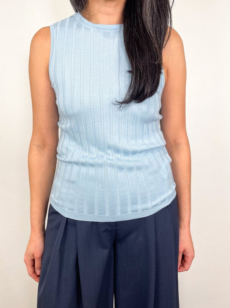 Rd Top Ribbed Sleeveless in Dusty Blue - The Shoe Hive