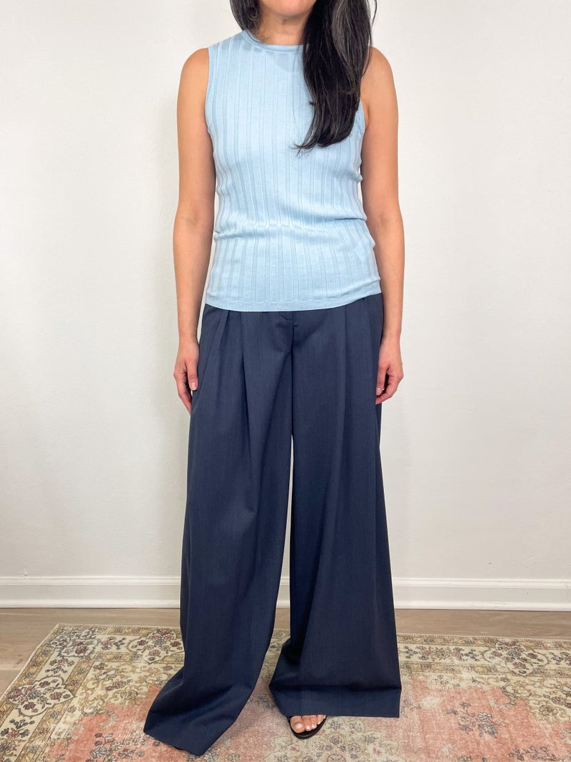 Rd Top Ribbed Sleeveless in Dusty Blue - The Shoe Hive