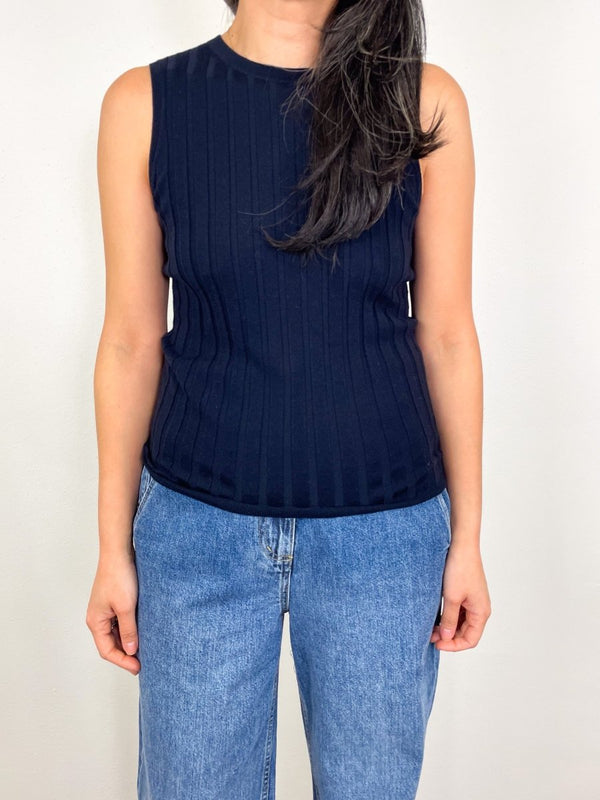 Rd Top Ribbed Sleeveless in Midnight - The Shoe Hive