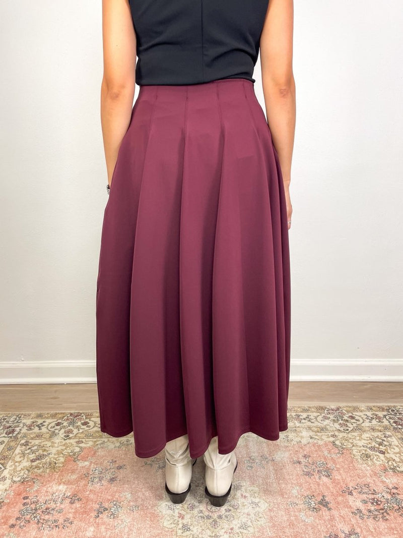 Real High Waist Midi Skirt in Mahogany - The Shoe Hive