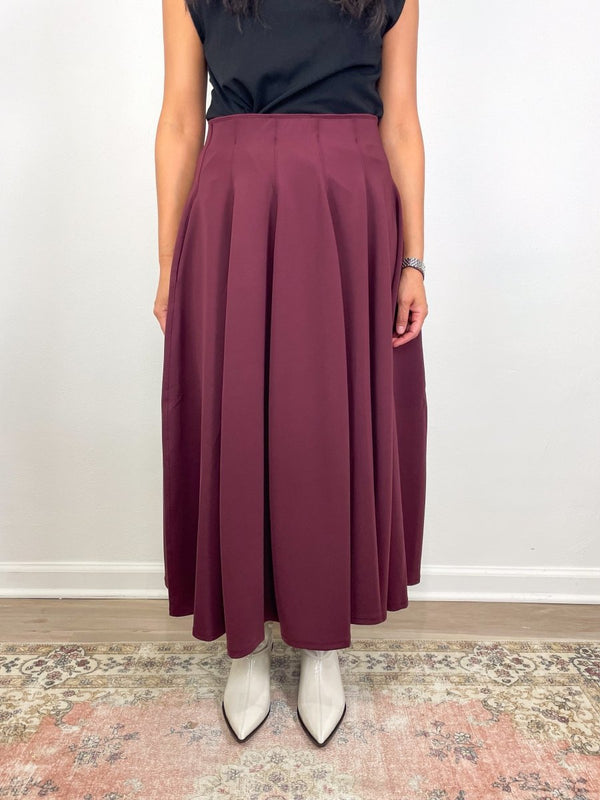 Real High Waist Midi Skirt in Mahogany - The Shoe Hive
