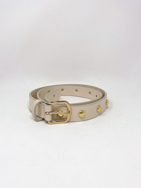 Rebecca Belt in Bone Calf w/Gold Studs - The Shoe Hive