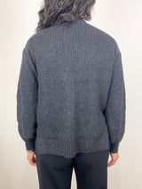 Relaxed Side Vent Cardigan in Caviar - The Shoe Hive