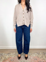 Relaxed Side Vent Cardigan in Wheat - The Shoe Hive