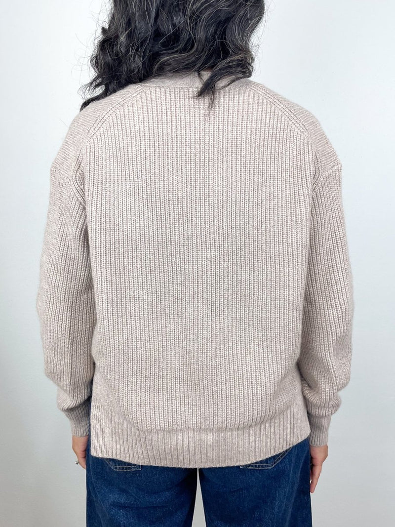 Relaxed Side Vent Cardigan in Wheat - The Shoe Hive