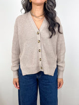 Relaxed Side Vent Cardigan in Wheat - The Shoe Hive