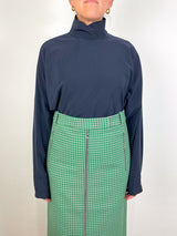 Relaxed Suiting Funnel Neck Dolman Sleeve Top in Navy - The Shoe Hive