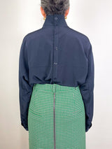 Relaxed Suiting Funnel Neck Dolman Sleeve Top in Navy - The Shoe Hive