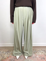 Relaxed Suiting Triple Pleat Pant in Moss Grey - The Shoe Hive