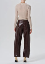 Rework Pull On Pant in Burgundy Recycled Leather - The Shoe Hive
