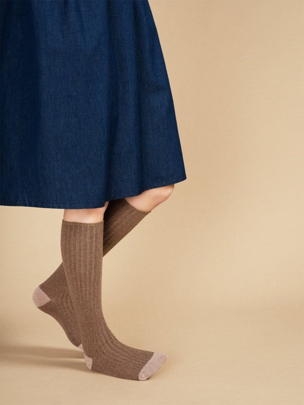 Rib Cashmere Knee Hi in Lama - The Shoe Hive