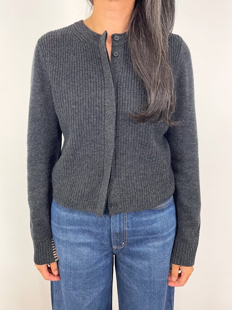 Ribbed Cardigan Sweater in Caviar - The Shoe Hive