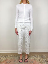 Ribbed Sweater Sim Cardigan in White - The Shoe Hive