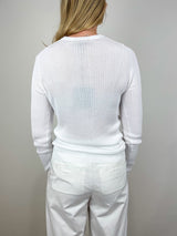 Ribbed Sweater Sim Cardigan in White - The Shoe Hive