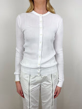 Ribbed Sweater Sim Cardigan in White - The Shoe Hive