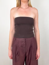 Ribbed Sweater Tube Top in Hickory Brown - The Shoe Hive