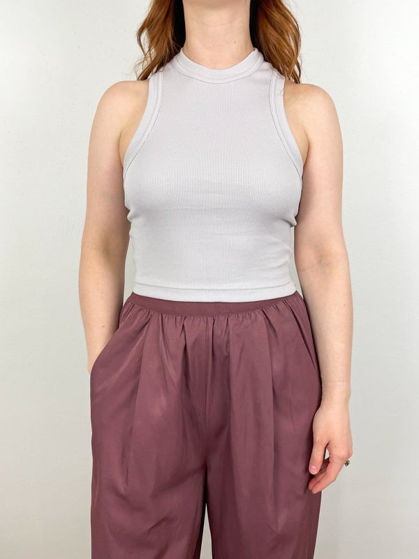 Ribbed T Cropped Tank in Stone - The Shoe Hive