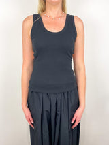 Ribbed T Racerback Tank in Black - The Shoe Hive