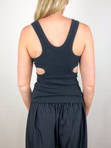 Ribbed T Racerback Tank in Black - The Shoe Hive