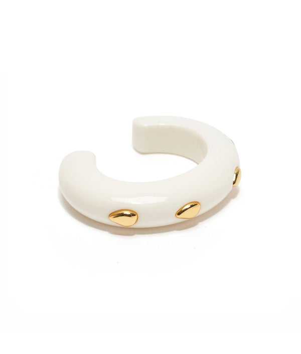 Ridge Cuff in Alabaster & Gold Stud - The Shoe Hive