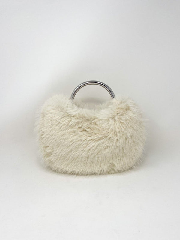 Romeo Faux Fur Bag in Cream - The Shoe Hive