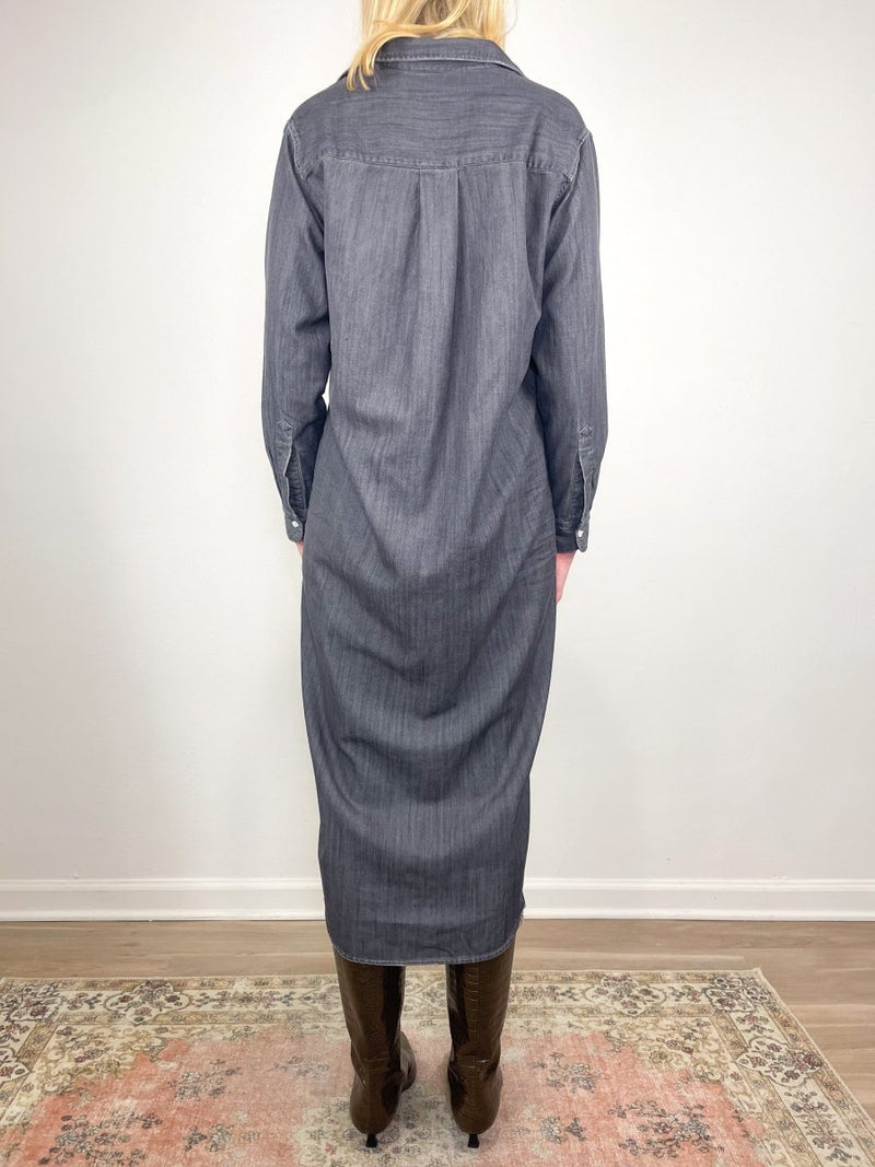Rory Maxi Shirtdress in Black Wash w/Over Dye - The Shoe Hive