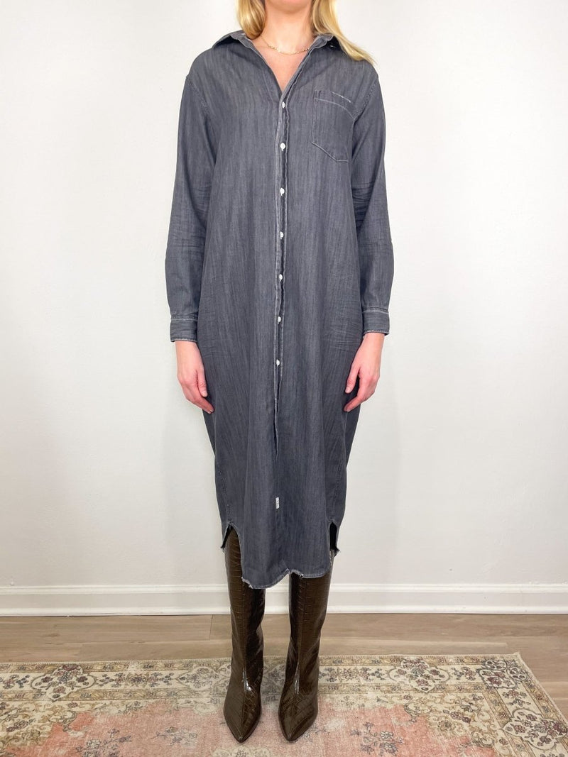 Rory Maxi Shirtdress in Black Wash w/Over Dye - The Shoe Hive
