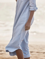 Rory Maxi Shirtdress in Pool Water Blue - The Shoe Hive