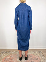 Rory Maxi Shirtdress in Vintage Dark Wash - The Shoe Hive