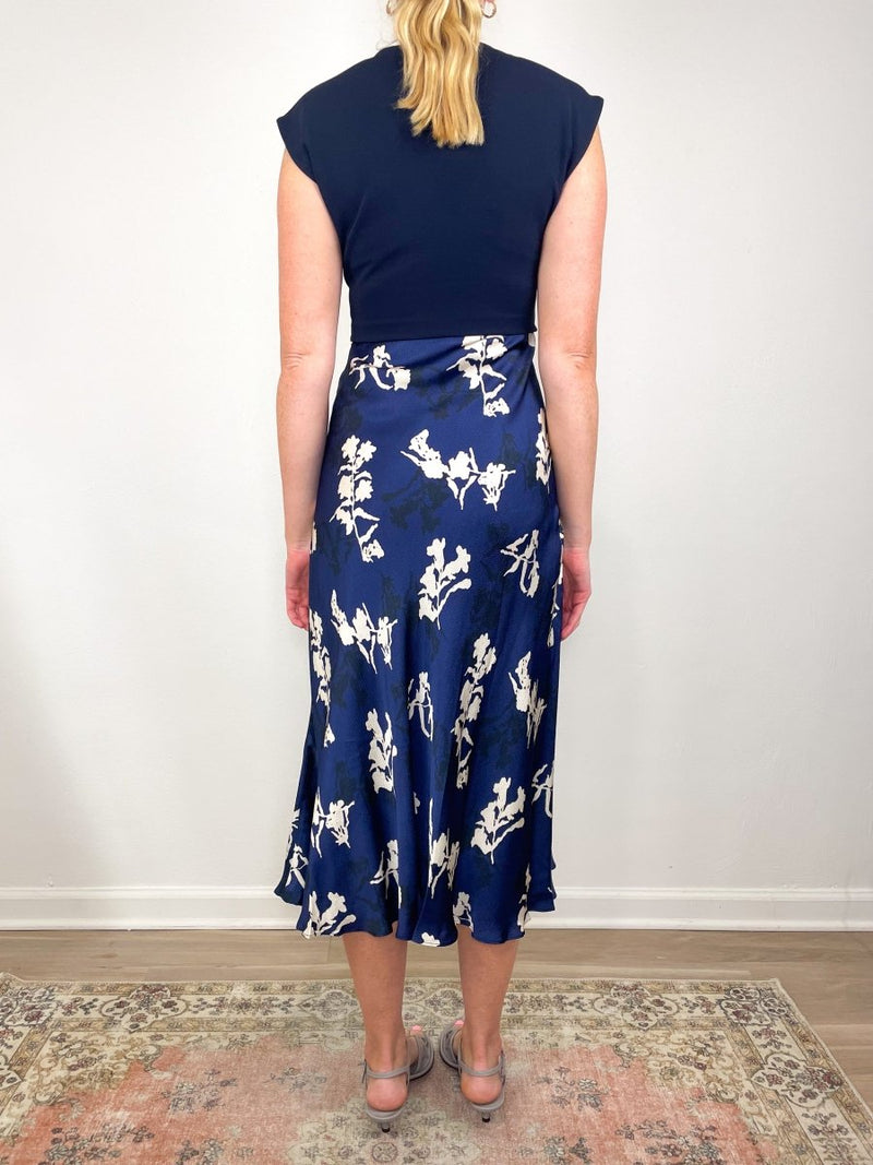 Rosabeth Dress in Maritime Blue/Cream Multi - The Shoe Hive
