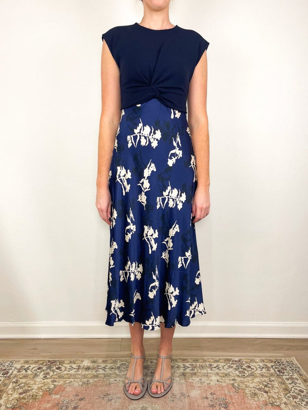Rosabeth Dress in Maritime Blue/Cream Multi - The Shoe Hive