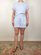 Ruched Side Boatneck in Sky - The Shoe Hive