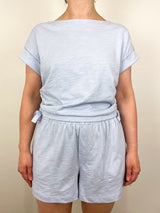 Ruched Side Boatneck in Sky - The Shoe Hive
