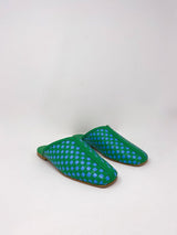 Saanvi in Kelly Green/Blue Woven Calf - The Shoe Hive