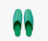 Saanvi in Kelly Green/Blue Woven Calf - The Shoe Hive