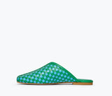 Saanvi in Kelly Green/Blue Woven Calf - The Shoe Hive